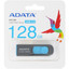 Память USB Flash 128 ГБ ADATA UV128 [AUV128-128G-RBE] [USB 3.2 Gen 1/USB Type-A, до 100 Мбайт/сек, выдвижной (слайдер), пластик]