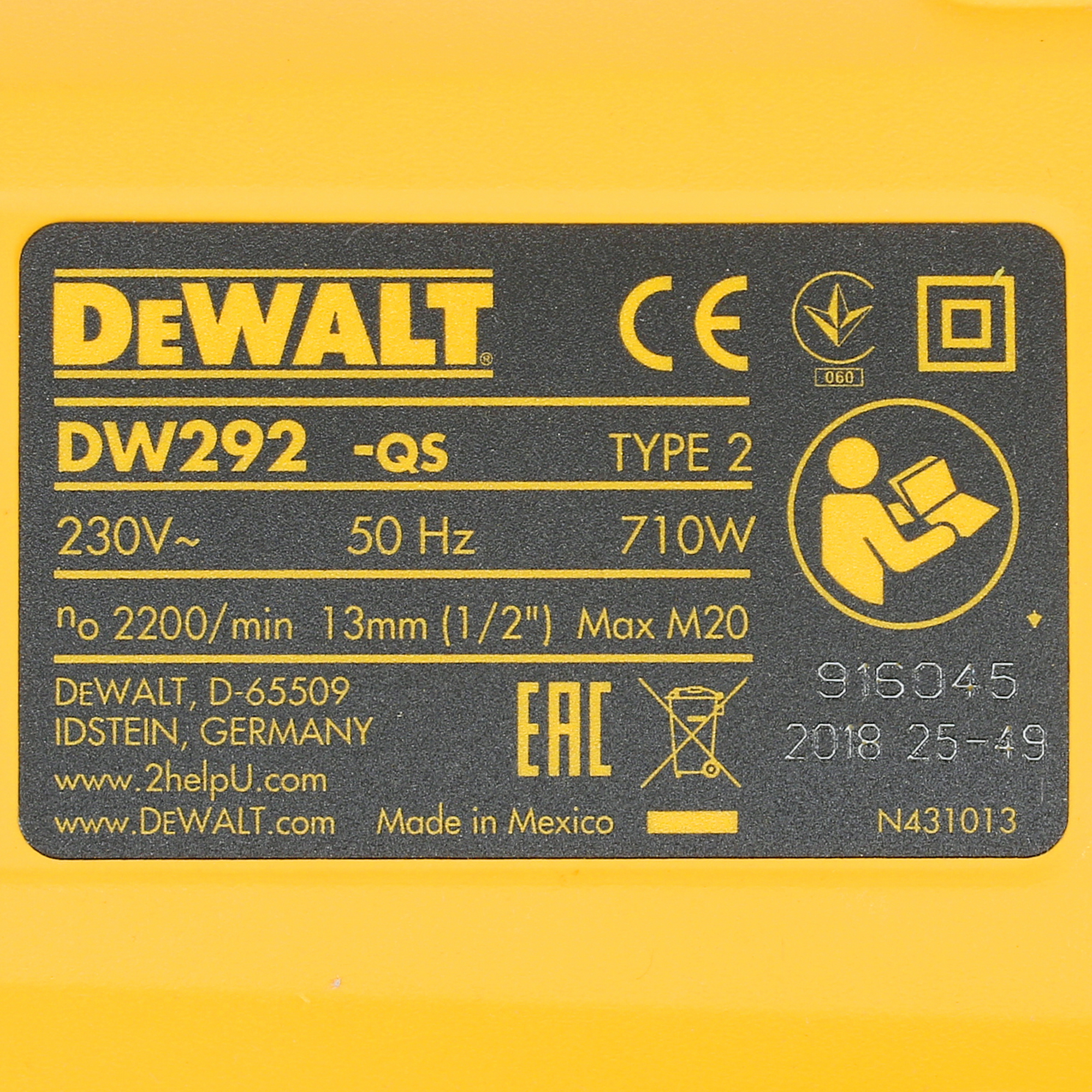 Dewalt dw292 specs best sale